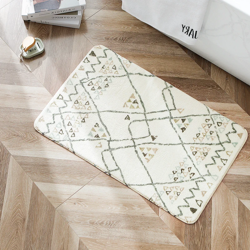 Boho-Baumwoll-Badvorleger mit Fransen und geometrischem Diamantmuster Karnz