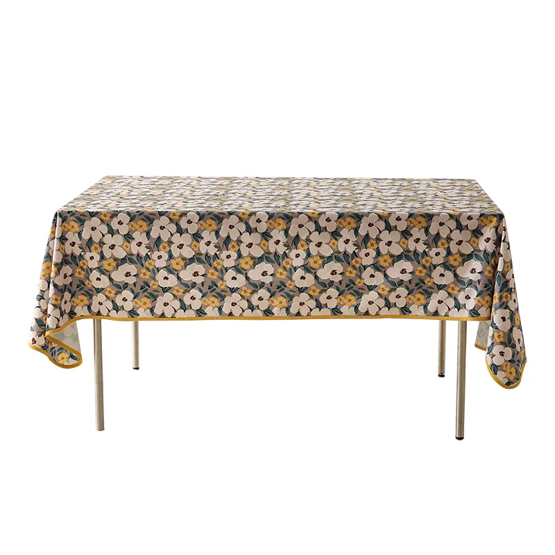 Beschichtete Tischdecke im Landhausstil mit botanischem Print und feinem Saum Karnz