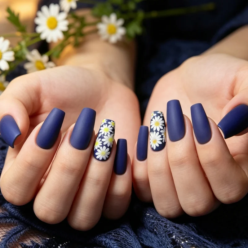 Floral Matte Nail Enhancements Karnz