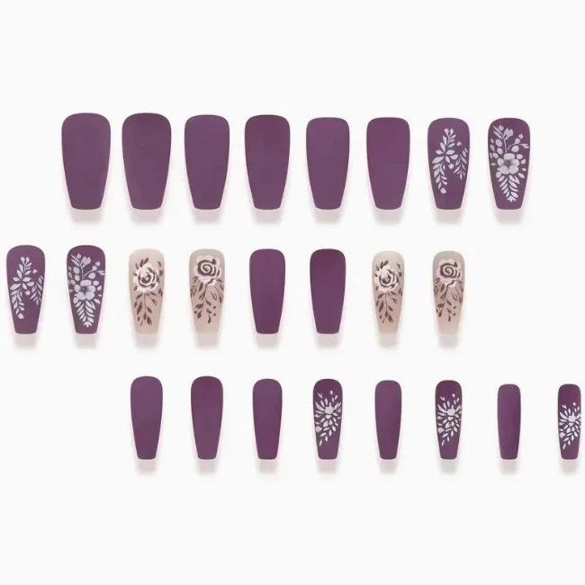 Florale Matte Acryl Nagelkunst Karnz