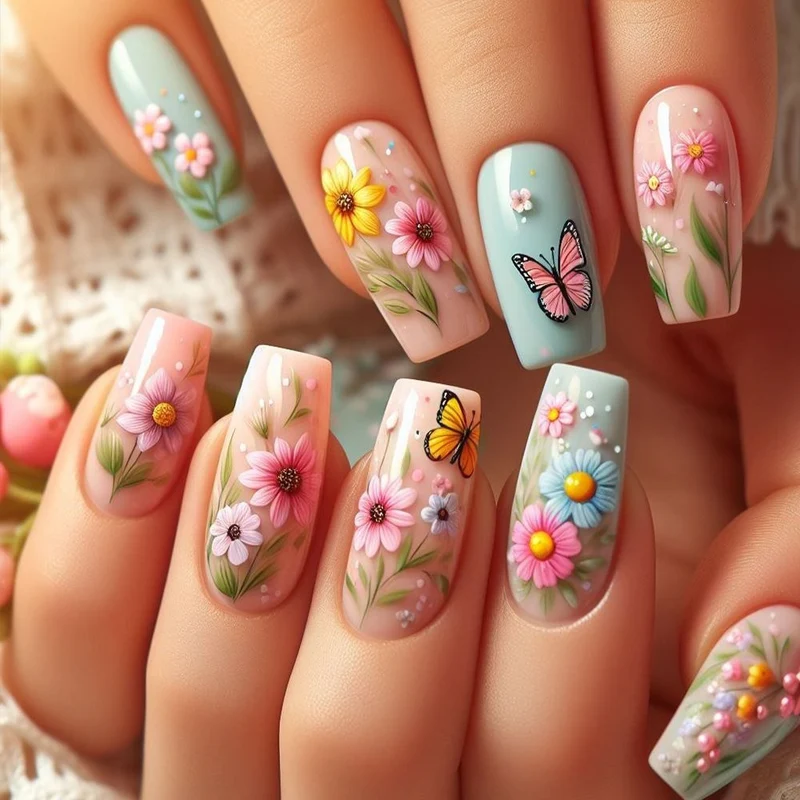 Floral Gradient Nail Art Design Kit Karnz