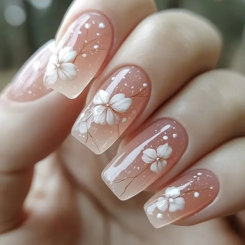 Florale Französische Spitze Acrylnagelverstärkungen Karnz