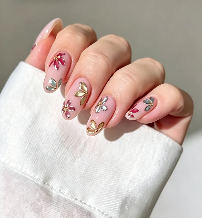 Blumen dekorative Nagelverzierungen Karnz