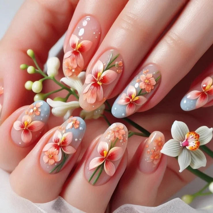 Florale dekorative Nagelkunst Karnz