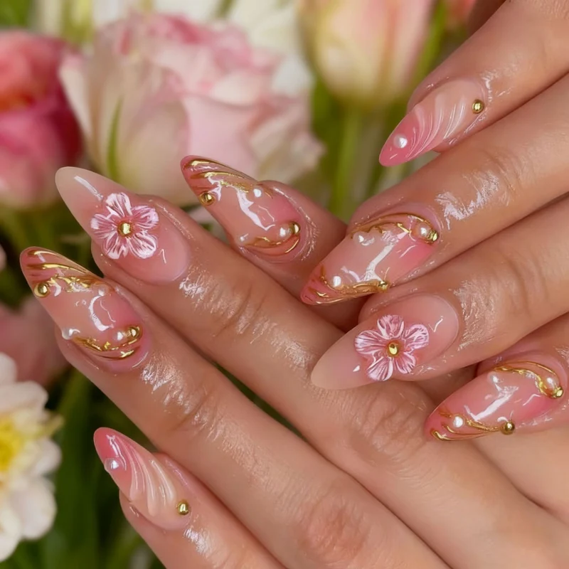 Florale dekorative Acryl-Nagelverlängerungen Karnz