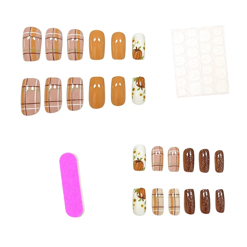 Festliches von Kürbissen inspiriertes Nagelkunstset Karnz