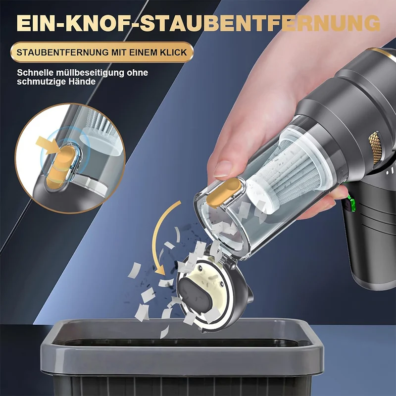 Handstaubsauger Akku 4-in-1,Auto Staubsauger ,25000PA Handstaubsauger Kabellos,3-Gang Bürstenlos staubsauger für Auto,PC,Sofa,Haus& Tierhaar Reinigung