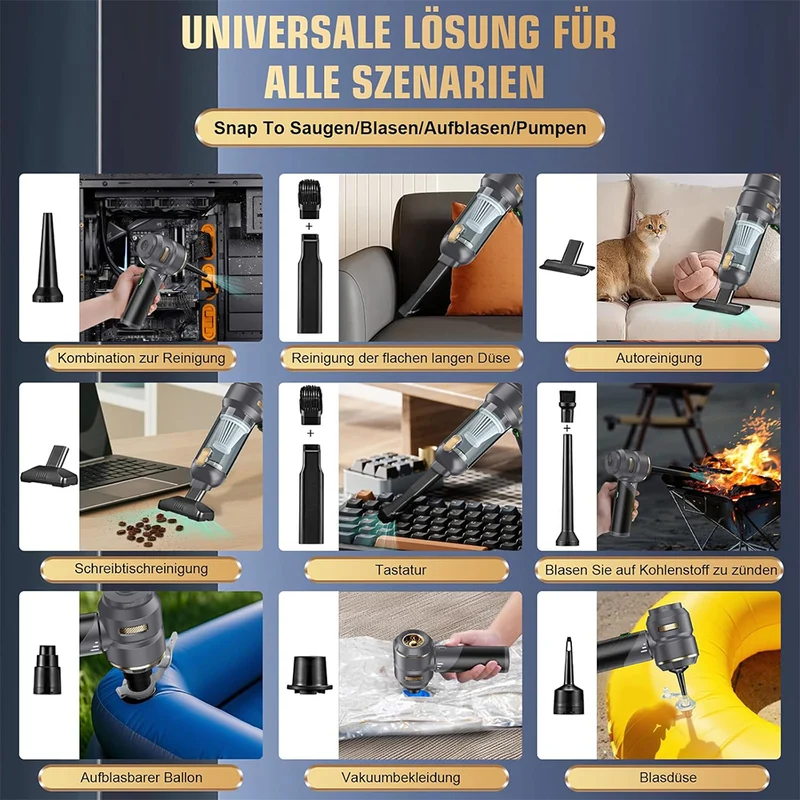 Handstaubsauger Akku 4-in-1,Auto Staubsauger ,25000PA Handstaubsauger Kabellos,3-Gang Bürstenlos staubsauger für Auto,PC,Sofa,Haus& Tierhaar Reinigung