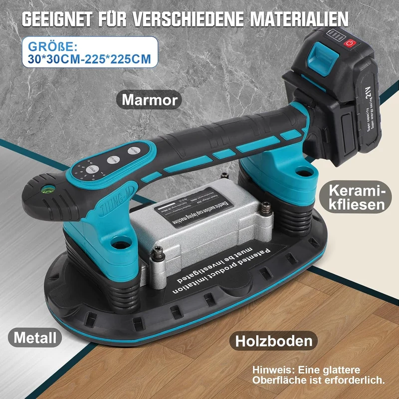 Fliesenvibrator 12000VPM Fliesen Fliesenmaschine,250KG Fliesenrüttler Nivelliermaschine,6 Gänge Einstellbarer Boden Fliesen Vibrationsgerät mit 2Akkus