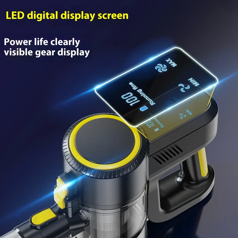 Akku Staubsauger,36000Pa Staubsauger Kabellos mit Smartes Touch Display,500W,4000 mAh,Bis zu 50Min Laufzeit,Leise Sauger mit Luftfilter,für Tierhaare