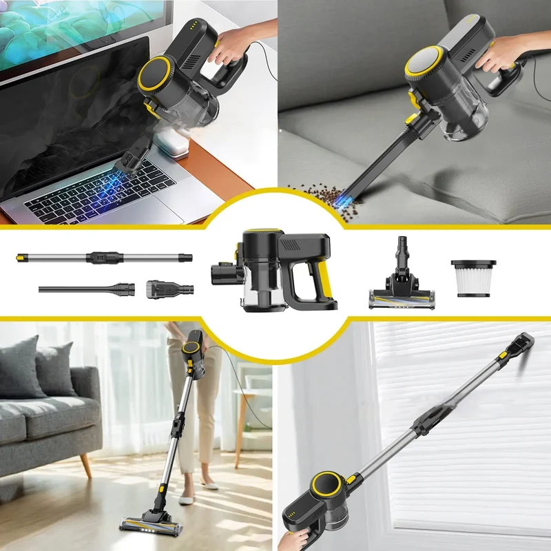 Akku Staubsauger,36000Pa Staubsauger Kabellos mit Smartes Touch Display,500W,4000 mAh,Bis zu 50Min Laufzeit,Leise Sauger mit Luftfilter,für Tierhaare