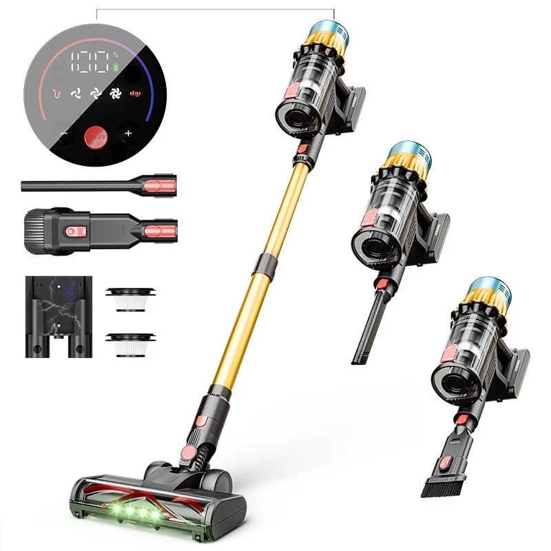 650W Akku-Staubsauger, 55kPa bürstenloser Staubsauger, LED Handstaubsauger Kabellos, SmartDisplay, für Bodenteppiche,6 in 1 akkustaubsauger,50Min,1.2L