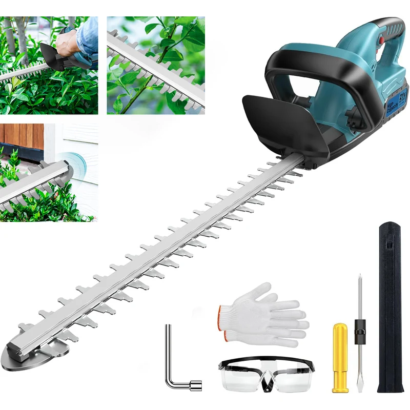 500W Akku Heckenschere mit Bürstenlosem Motor–530 mm Schnittlänge, kompatibel für Makita 18V Akku,für Hecken & Sträucher,20 mm Schnittstärke,onhe akku