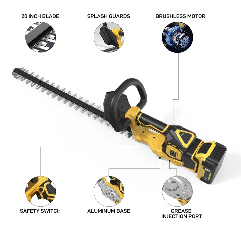 Akku Heckenschere kompatibel für Makita 18V Akku, Heckenschere elektrisch | 560mm Schnittlänge | Bürstenloser Motor | 3 Geschwindigkeiten, ohne Akku