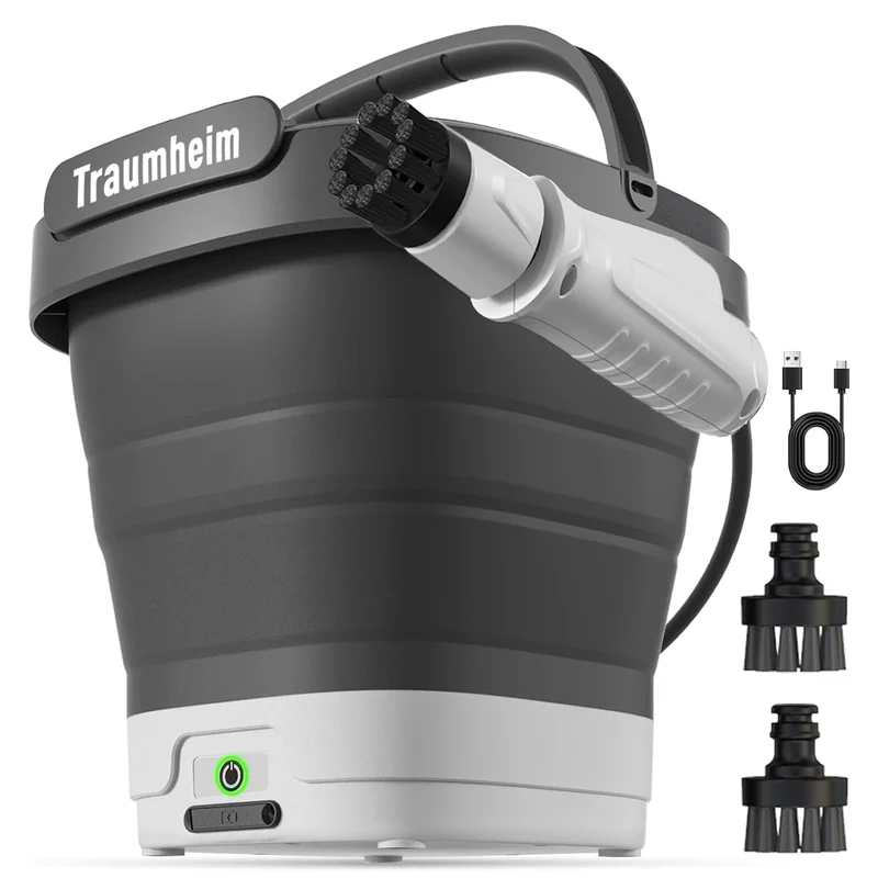 Kabelloser Tragbar Akku Hochdruckreiniger mit 12L Tank, Faltbar, USB-C, 3 Düsen, Tragbare Hochdruckreiniger für Auto, Garten, Camping, Haustiere & Outdoor-Reinigung