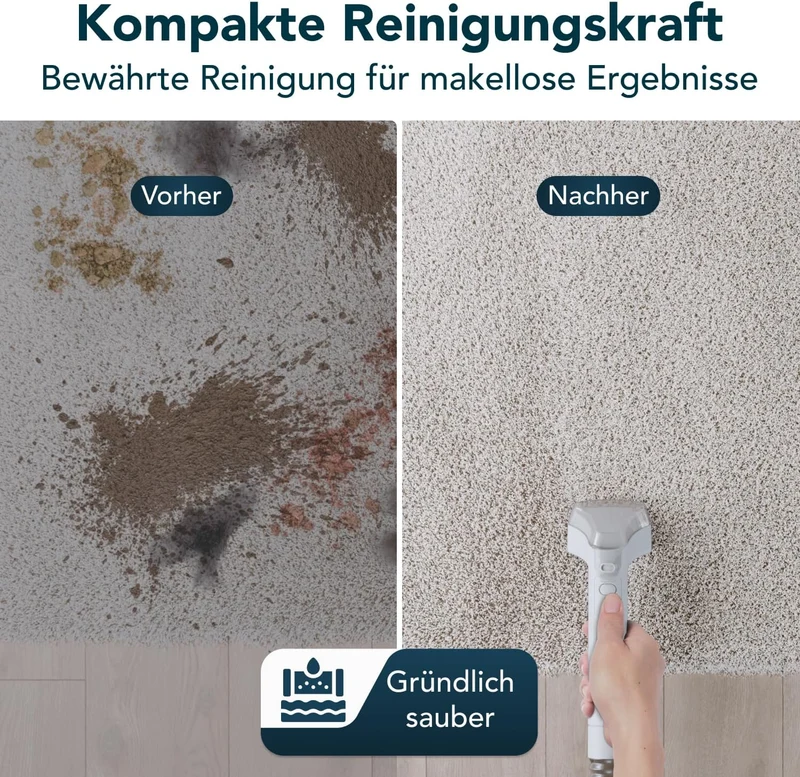 Waschsauger Polsterreiniger Gerät mit Reinigungsmittel, 2-in-1 Bürstenaufsatz, Nass Trockensauger für Teppiche,Treppen,Polster,Sofa,Auto,Tiere,Flecken