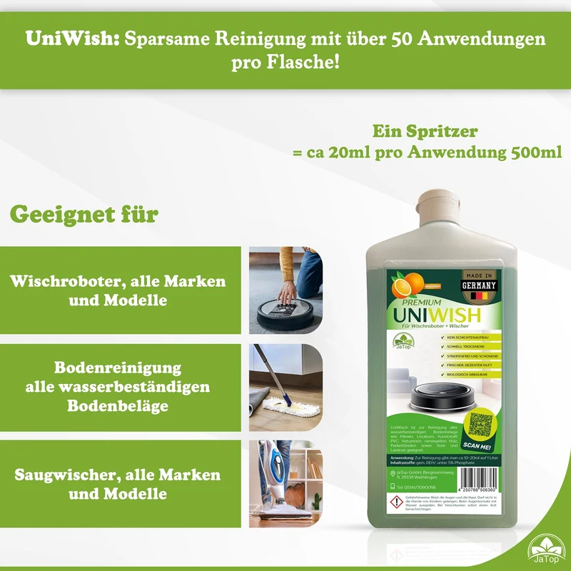 UniWisch Set Bodenreiniger für Saugwischroboter Saugwischer 0,75Lx2