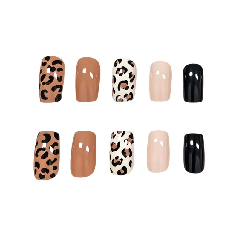 Elegante Leopardenmuster Acryl Nagelkunst Karnz
