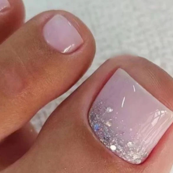 Elegante Glitzer Pediküre Nagelkunst Karnz