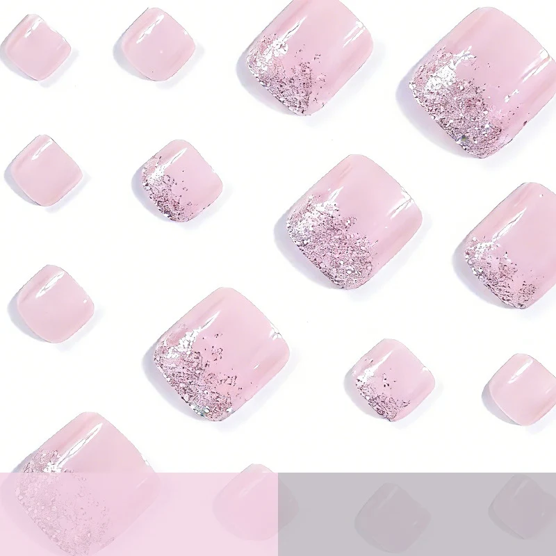 Elegante Glitzer Pediküre Nagelkunst Karnz
