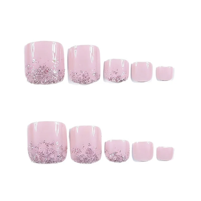 Elegante Glitzer Pediküre Nagelkunst Karnz