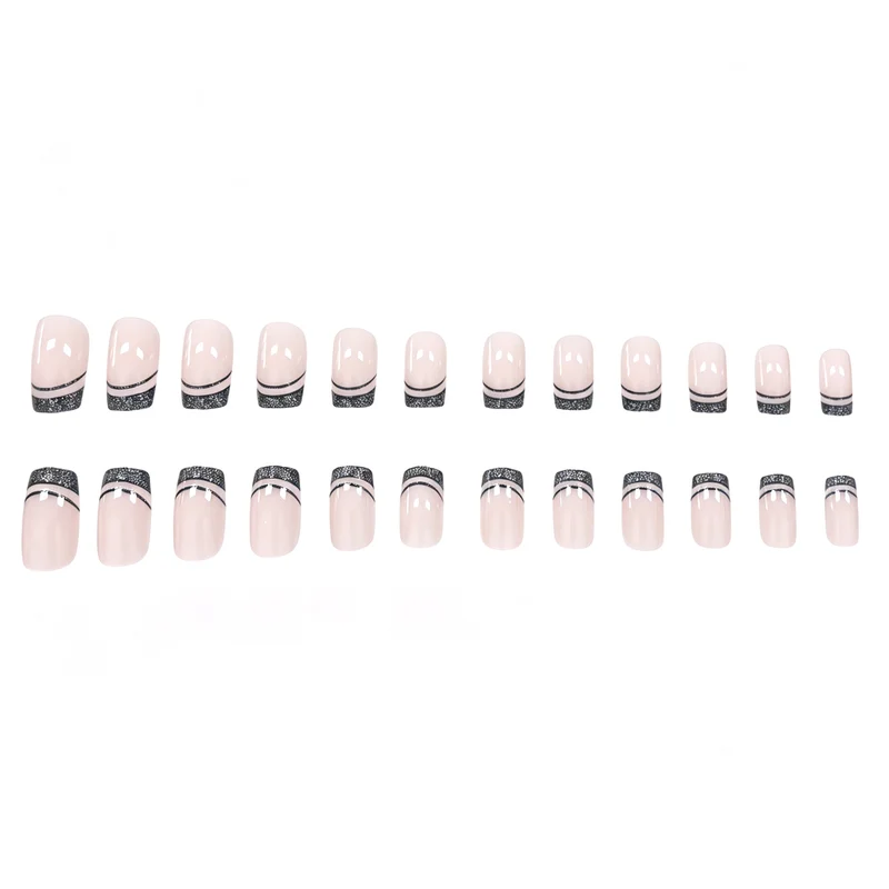 Elegante Glitzernde French Tip Nagelkunst Karnz