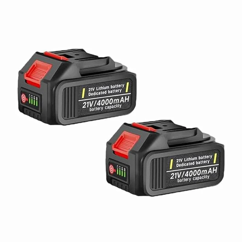 2PCS Gartenwerkzeug Lithiumbatterie, 21V Li-Ion Akkus, Traumheim Doppel-Akku 2 x 4000mAh | 21V Industriestrom mit 3-fach Schutz & Ladeanzeige | 2x 4000mAh für maximale Laufzeit (ohne Ladegerät)
