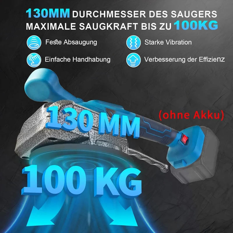 Fliesenvibrator Elektrisch, 100KG Fliesenleger Maschine, Fliesenrüttler, 5 Gänge einstellbar, 10000 RPM, mit 2 x 21V-Akkus, Fliesenvibrationsmaschine