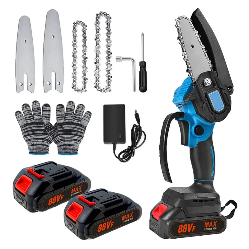 21V 4/6 Zoll Elektro-Kettensäge und 25mm Akku Astschere Cordless Gartenschere Set Akku-Kettensäge Mini-Kettensäge Elektro Astschere
