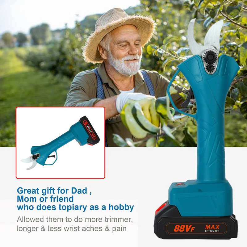 Professionelle Akku Astschere 21V Schnurlose Elektrische Gartenschere, 0-25mm Akku Astschere, mit 2 Stück Batterien Baumschere