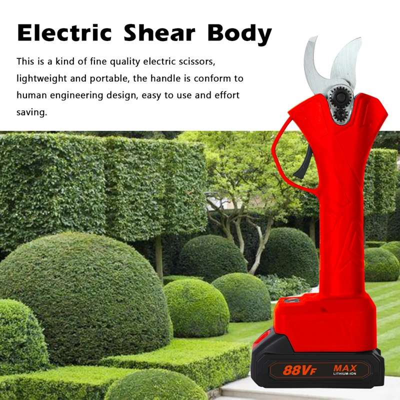 Professionelle Akku Astschere 21V Schnurlose Elektrische Gartenschere, 0-25mm Akku Astschere, mit 2 Stück Batterien Baumschere