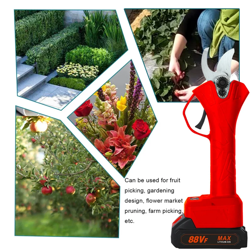 Professionelle Akku Astschere 21V Schnurlose Elektrische Gartenschere, 0-25mm Akku Astschere, mit 2 Stück Batterien Baumschere