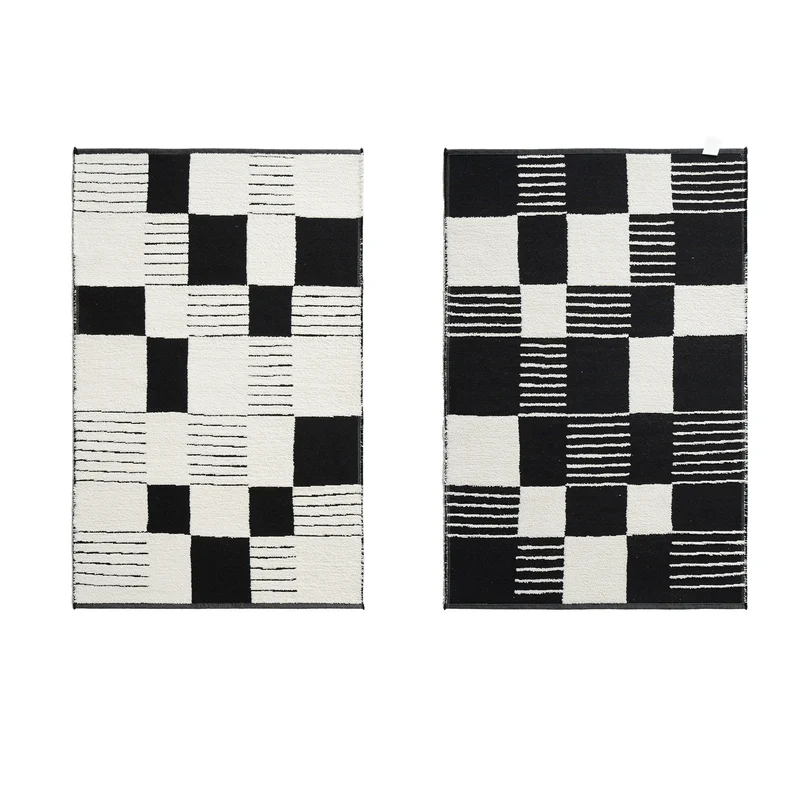 Moderner Läufer-Teppich mit grafischem Schachbrettmuster und kurzfloriger Struktur Karnz