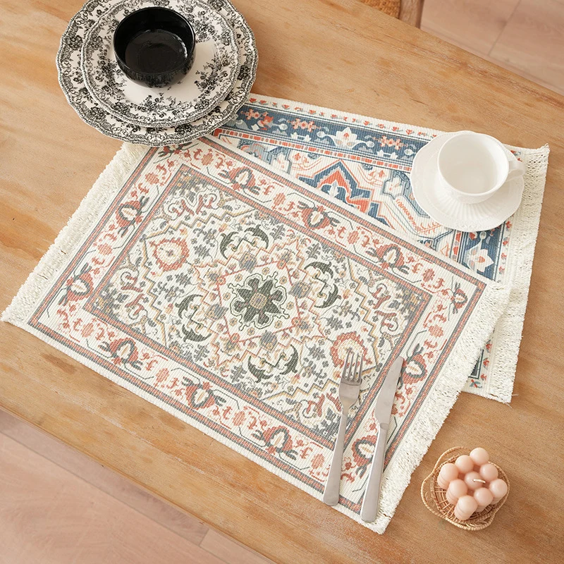 Kurzfloriger dekorativer Badezimmer‑ und Läufer‑Teppich im orientalischen Medaillonstil mit Fransen Karnz