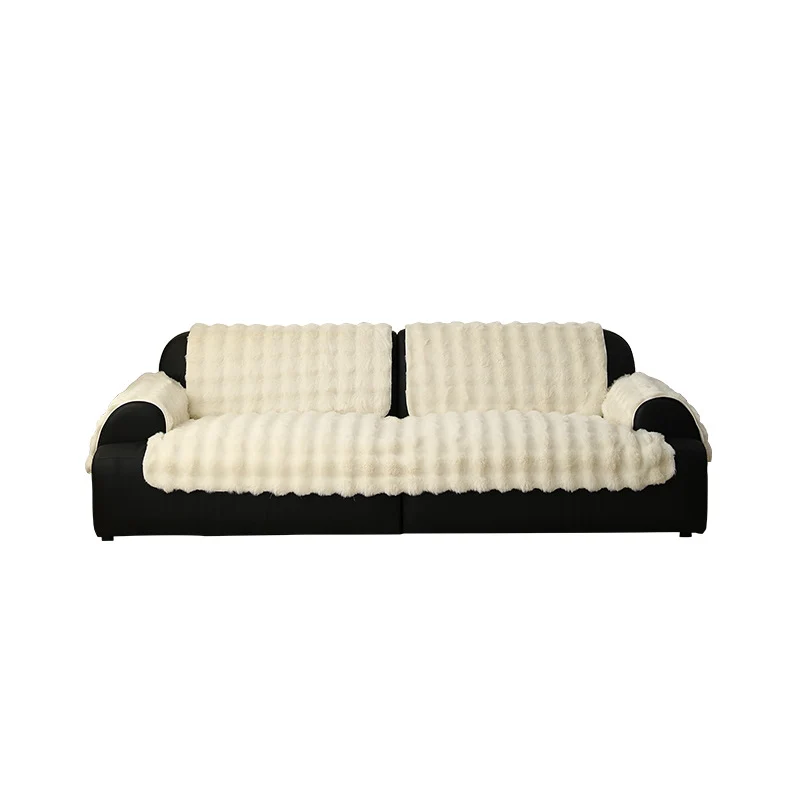 Hochflor-Sofaüberwurf-Set aus Kunstfell mit Sitz-, Rücken- und Armlehnenbezügen Karnz