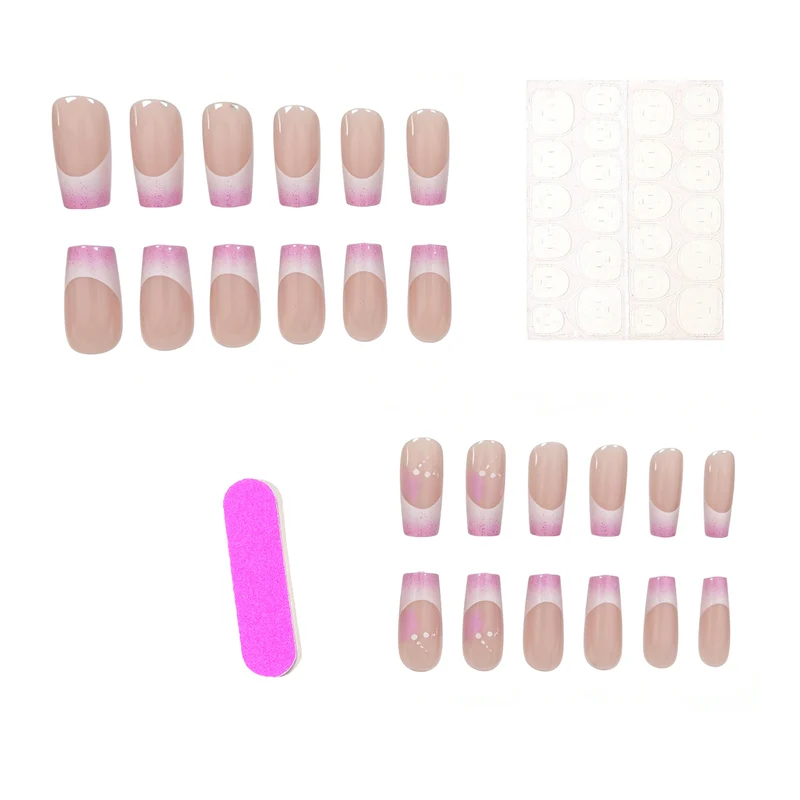 Elegantes französisches Tip Glitter Nagelset Karnz