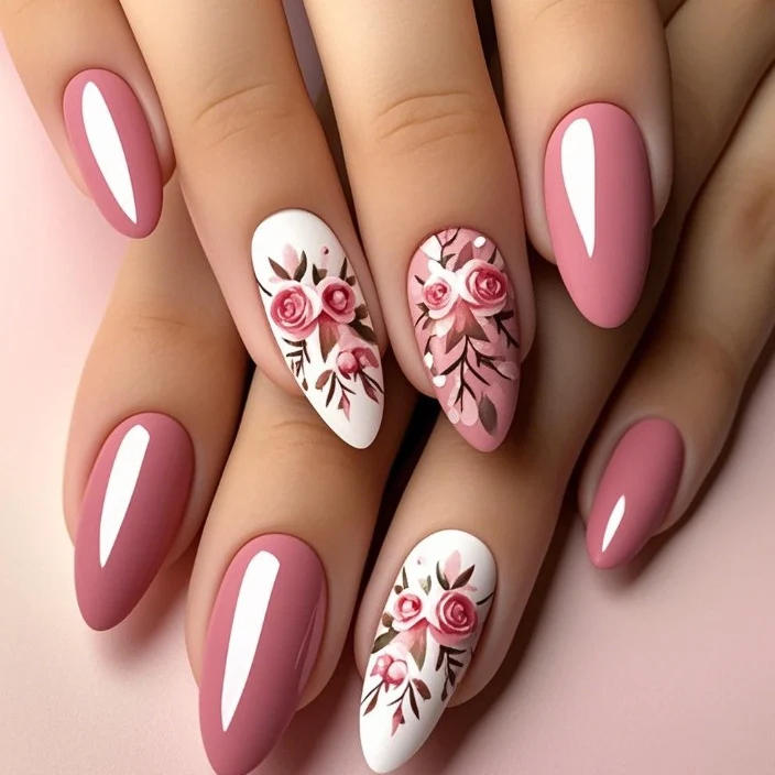 Elegantes Blumen-Nageldesign Karnz