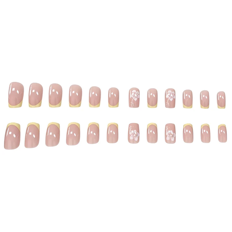 Elegante florale französische Tips Nagelkunst Karnz