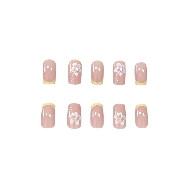 Elegante florale französische Tips Nagelkunst Karnz
