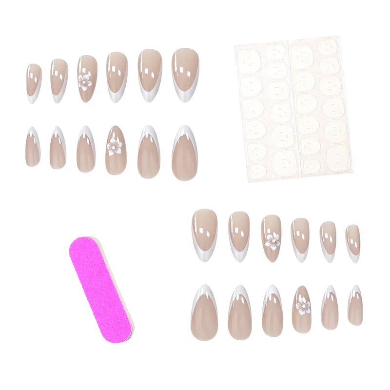 Elegante florale französische Spitzen-Acryl-Nagelverzierungen Karnz