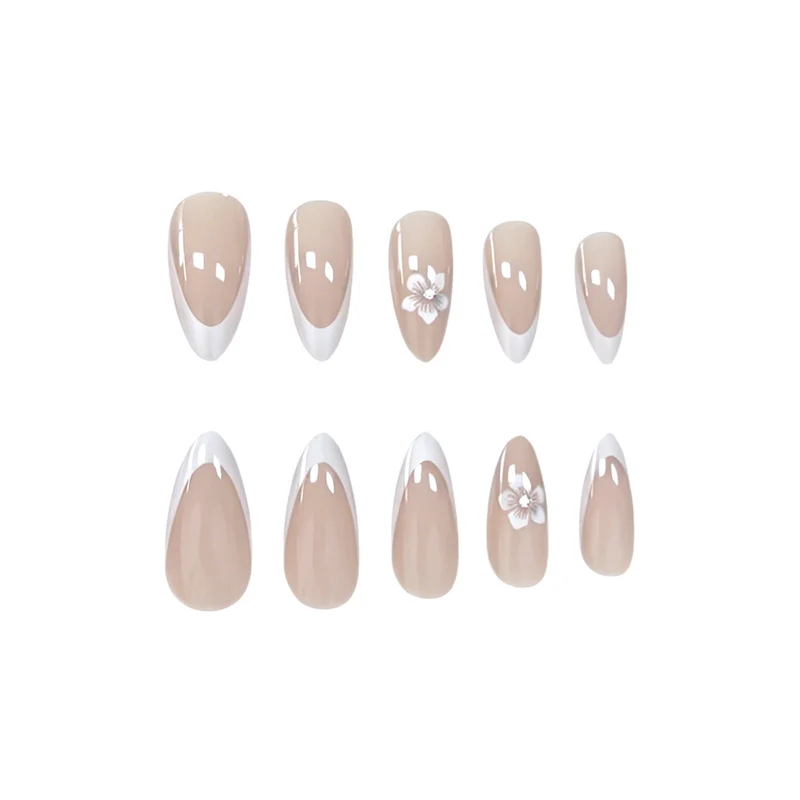 Elegante florale französische Spitzen-Acryl-Nagelverzierungen Karnz