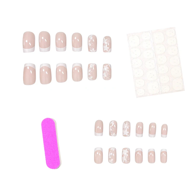 Elegantes Floral Design Press-On-Nagelset Karnz