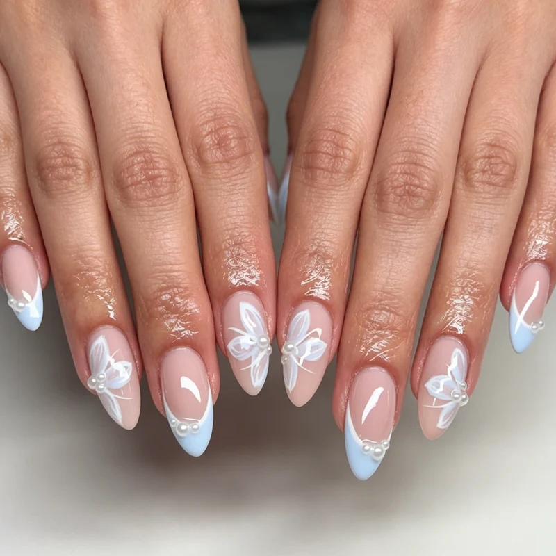 Elegantes florales Design Nagelkunst Karnz