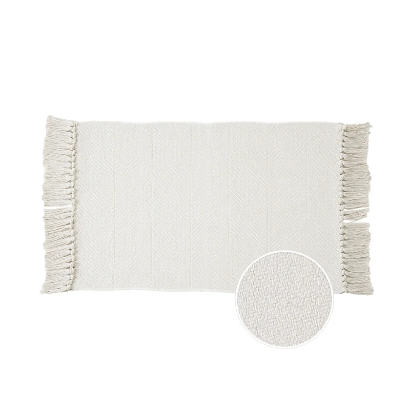 Gewebter Tischläufer mit dichtem Fischgrät‑Jacquard und Fransen Karnz
