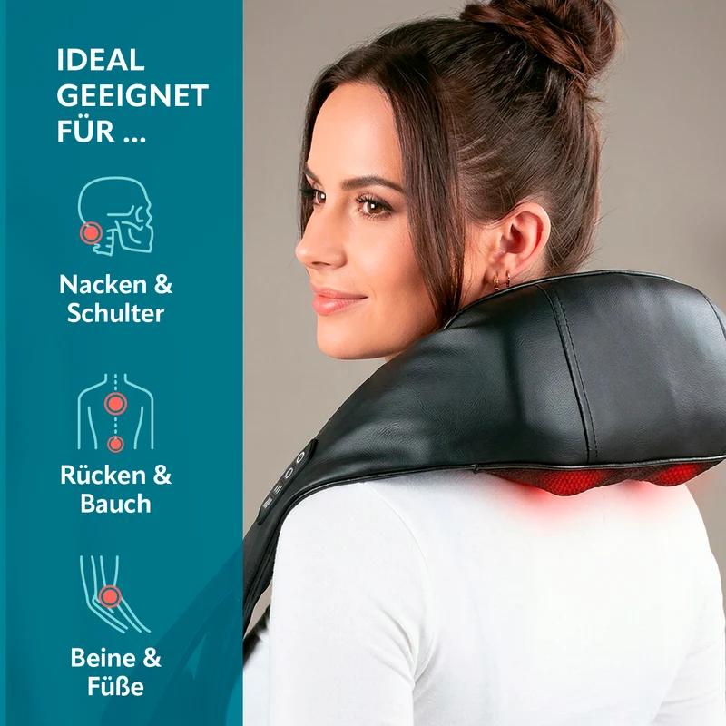 VITALmaxx Shiatsu Nackenmassagegerät mit 8 Massagebällen für Schultern & Nacken