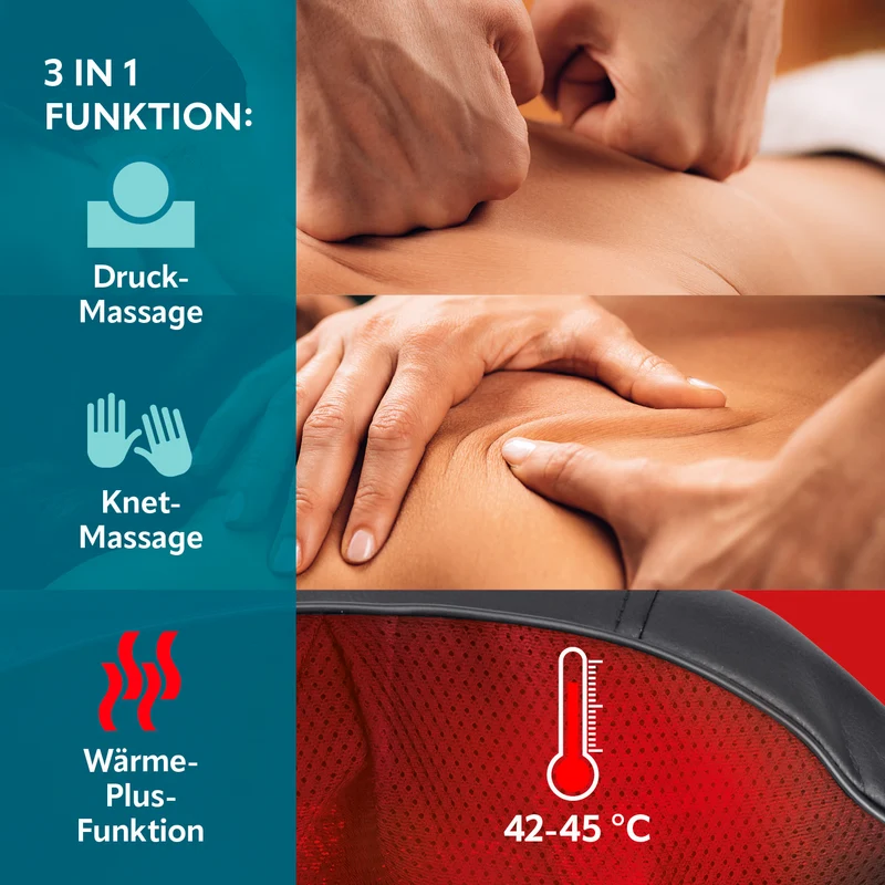 VITALmaxx Shiatsu Nackenmassagegerät mit 8 Massagebällen für Schultern & Nacken