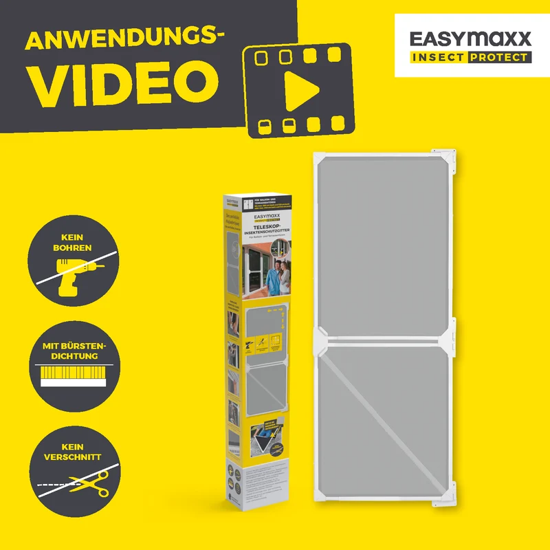 EASYmaxx Insect Protect Teleskop-Insektenschutzgitter Schwingtür mit integriertem Netz