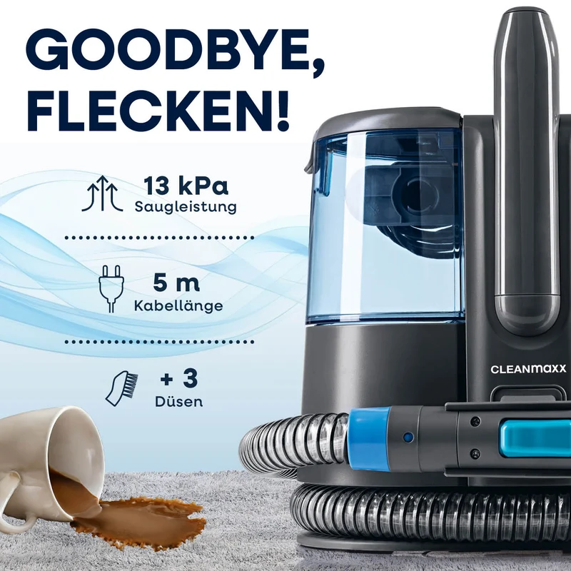 CLEANmaxx Polster- & Teppichreiniger Pro Power - 3in1: sprühen, bürsten, saugen