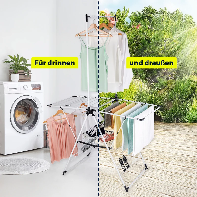 EASYmaxx Falt-Wäscheständer 1800 - klappbare Kleiderstange - 18 m Trockenlänge