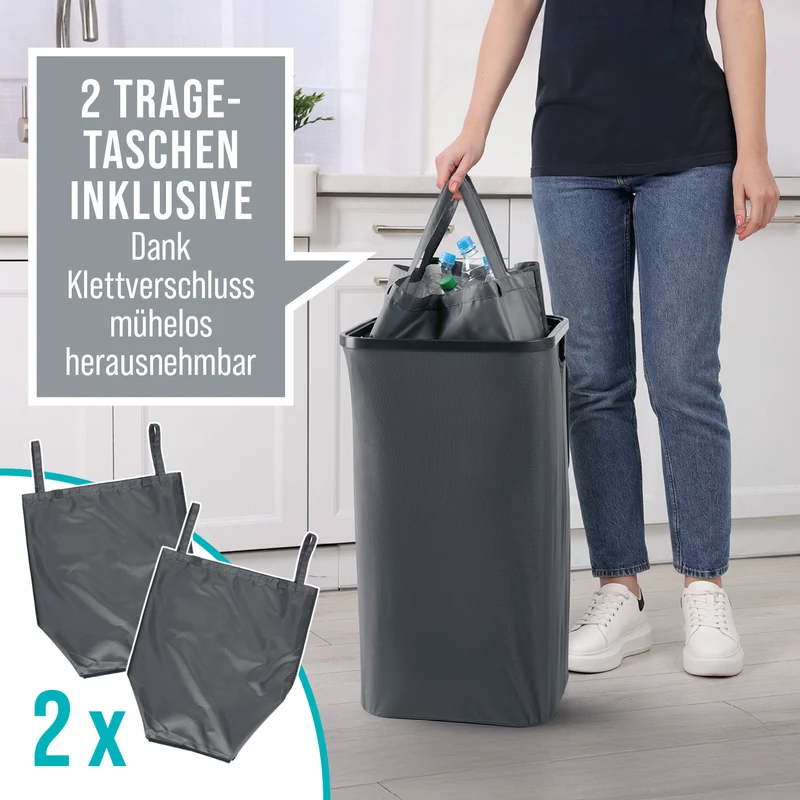 WELLENBORG Pfandflaschen-Sammelbehälter, 100 l - 2 Tragetaschen, Klettverschluss